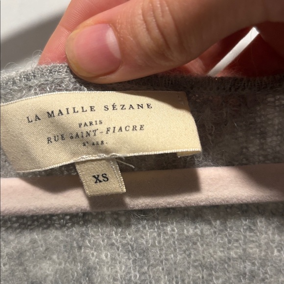 SEZANE fride mohair blend v neck sweater ruffle sleeves - Picture 3 of 7